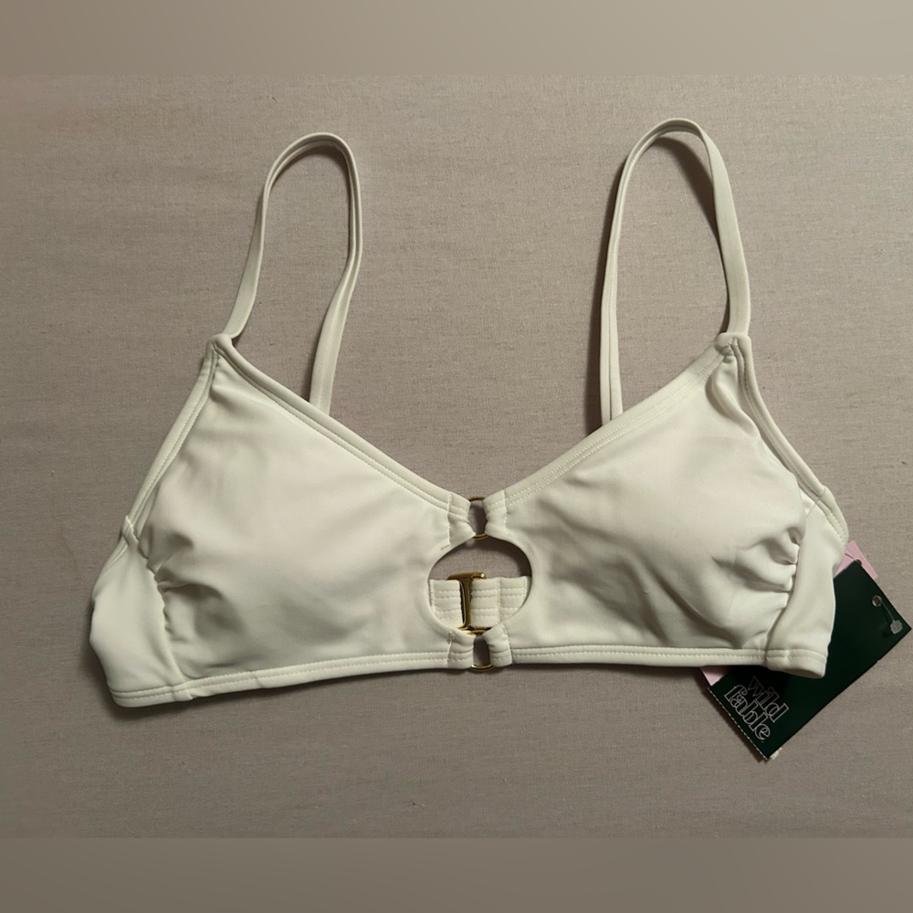 White Cutout Bralette Bikini Top Mix & Match Adjustable Wild Fable XS